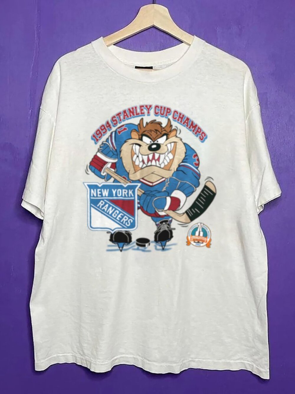 Vintage New York Rangers Hockey Shirt, NHL NY Rangers Looney Tunes Shirt Tee